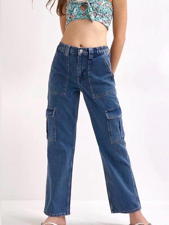 BDG Denim - BDG High-Rise Blue Cargo Jeans for Women